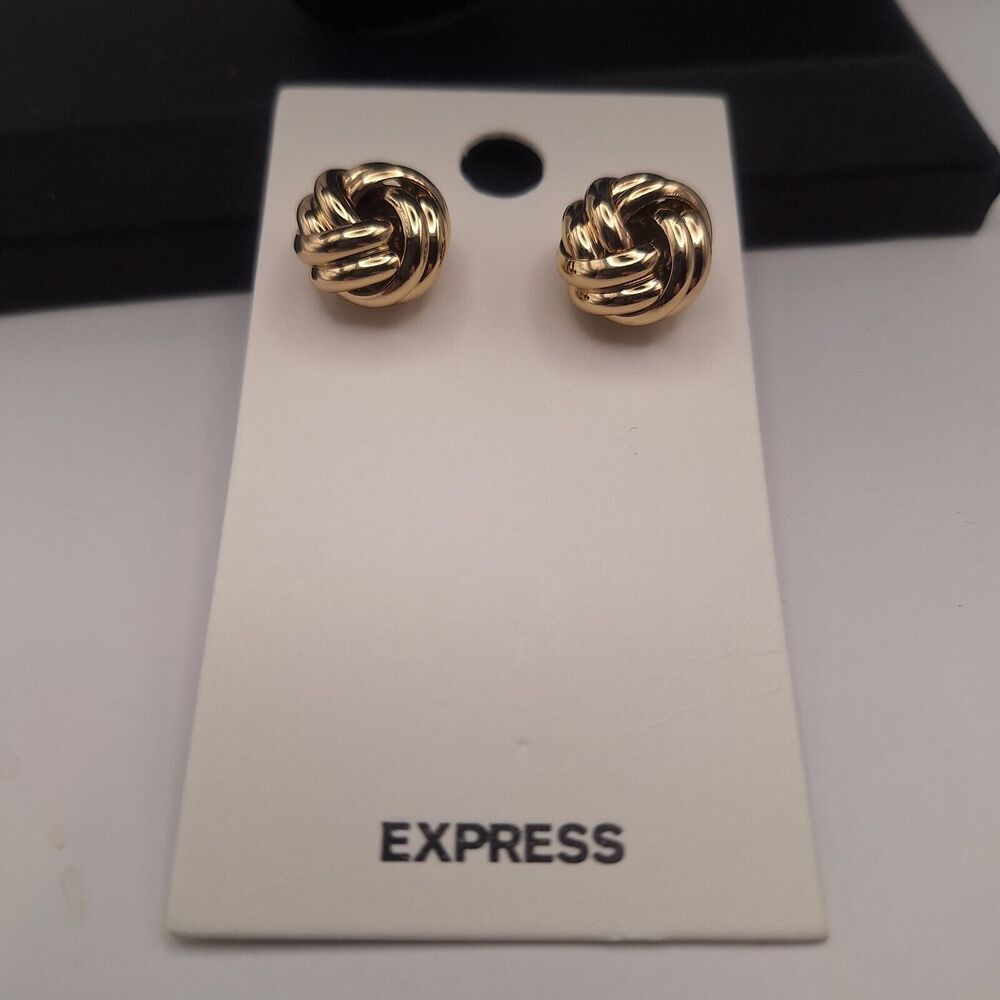 NWT Express gold tone double knot shiny stud earrings